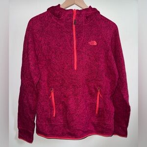 The North Face 1/2 Zip Pullover Jacket Women Size Large Hood Fuchsia Polyester
